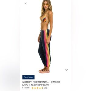 Aviator Nation 5 Stripe Sweatpants - Heather Navy // Neon Rainbow